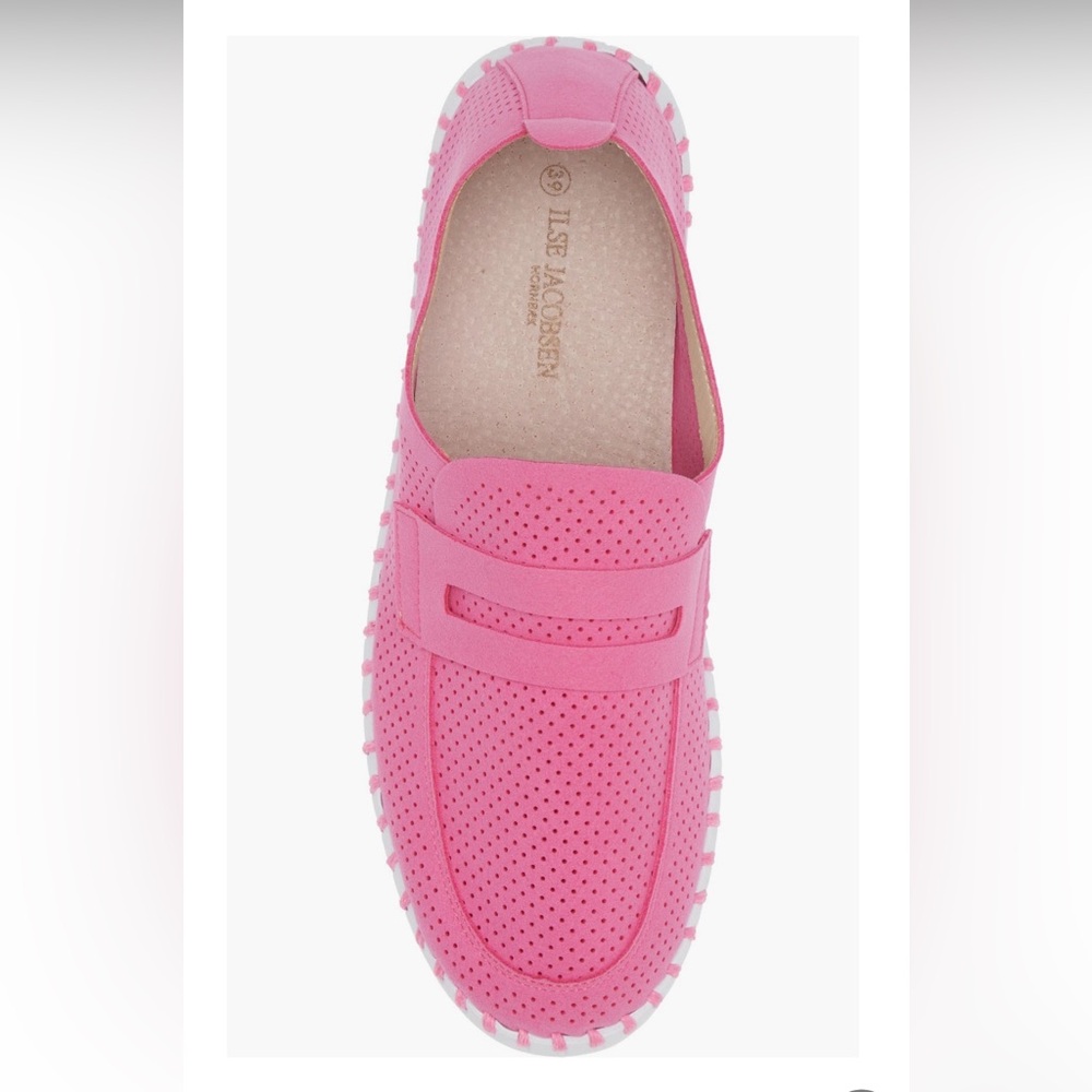 Ilse Jacobsen Pink Tulipu Perforated penny Loafers